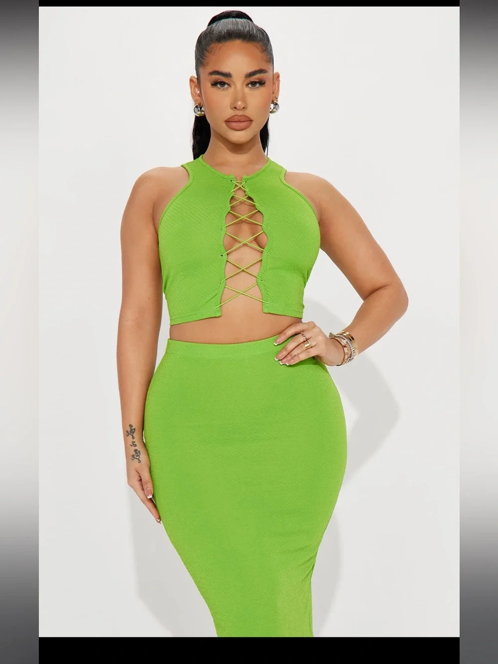 Fashion Nova Neon Green Matching Set
